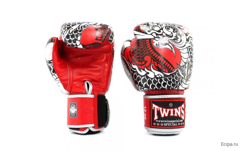 Боксерские перчатки Twins Special FBGVL3-52 Dragon red silver 14 oz