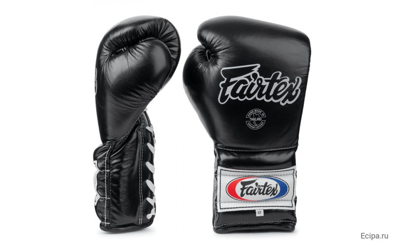 Боксерские перчатки на шнурке Fairtex BGL7 black 16 oz
