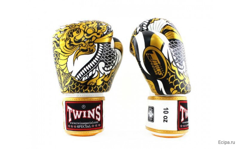 Боксерские перчатки Twins Special FBGVL3-52 Dragon white gold 12 oz