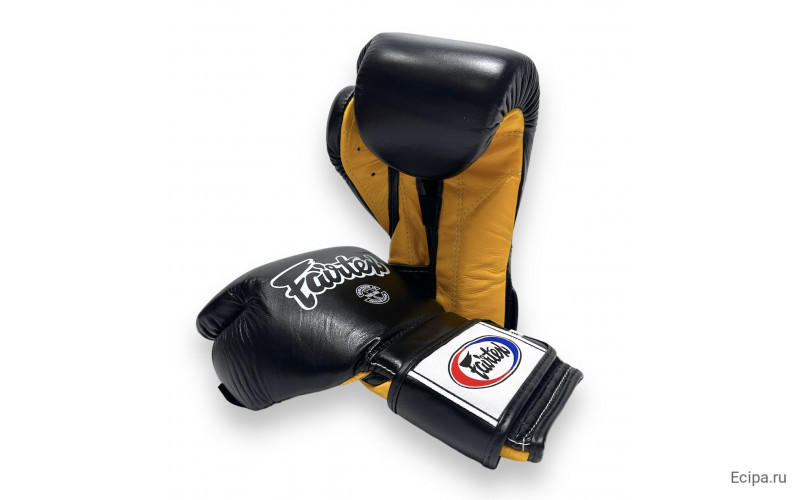 Боксерские перчатки Fairtex BGV9 black yellow 16 oz
